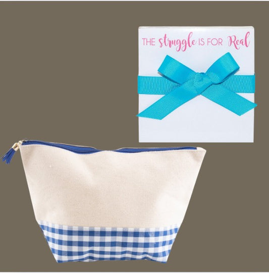 Gift Set: Memo Pad and Gingham Bag